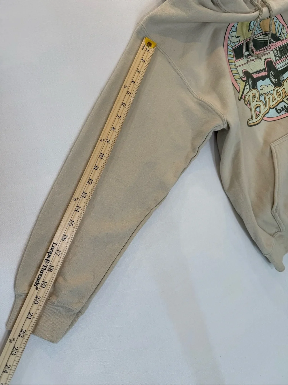 Ford Bronco Crewneck Hoodie - Beige with Pink Graphic